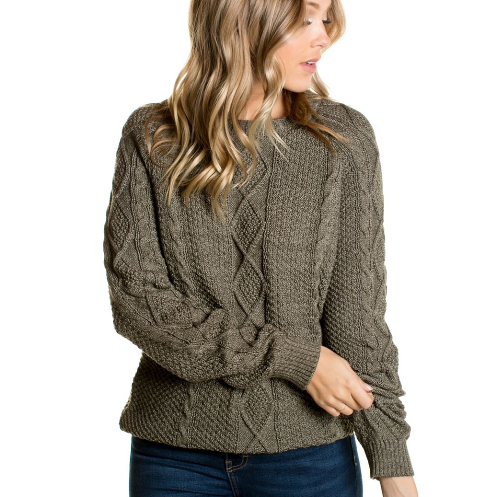Olive cable knit pullover